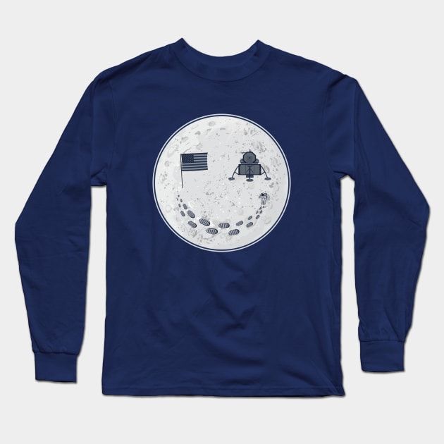 Moon Landing. Smiling Moon. Long Sleeve T-Shirt by FunawayHit